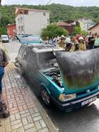 Sarıyer'de otomobil alev alev yandı