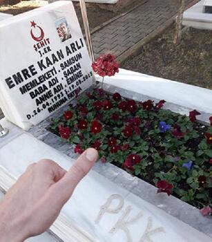 Şehit mezarlarına 'PKK' yazan sanığa tahliye