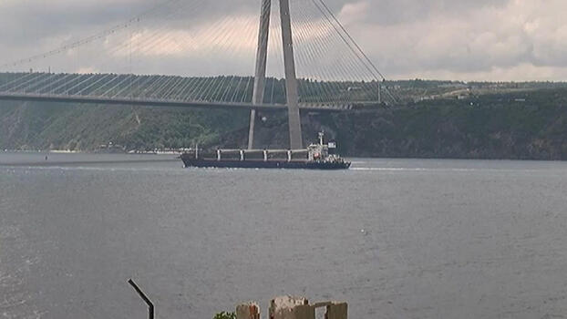 Grain ship Razoni passes through the Bosphorus