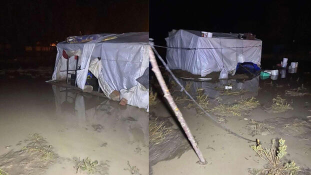Eskişehir'deki sağanakta mevsimlik işçilerin çadırlarını su bastı