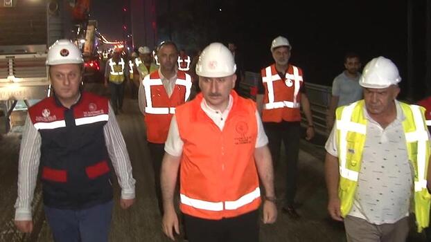 Bakan Karaismailoğlu, FSM Köprüsü'ndeki asfalt bakım çalışmasını inceledi