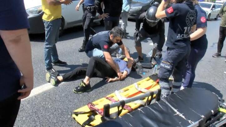 Sarıyer'de otomobilin çarptığı motosikletli kadın yaralandı