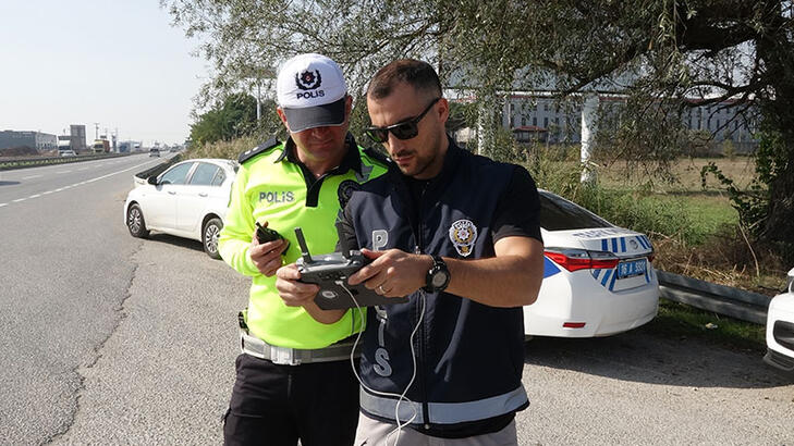 Bursa'da dron destekli uygulamada 26 sürücüye 88 bin lira ceza kesildi