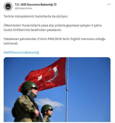 MSB: Yunanistana geçmeye çalışan 2si PKK/KCK mensubu, 4 kişi yakalandı