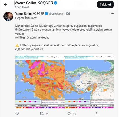 İzmir için orman yangını uyarısı: Önümüzdeki 3 gün tehlikeli