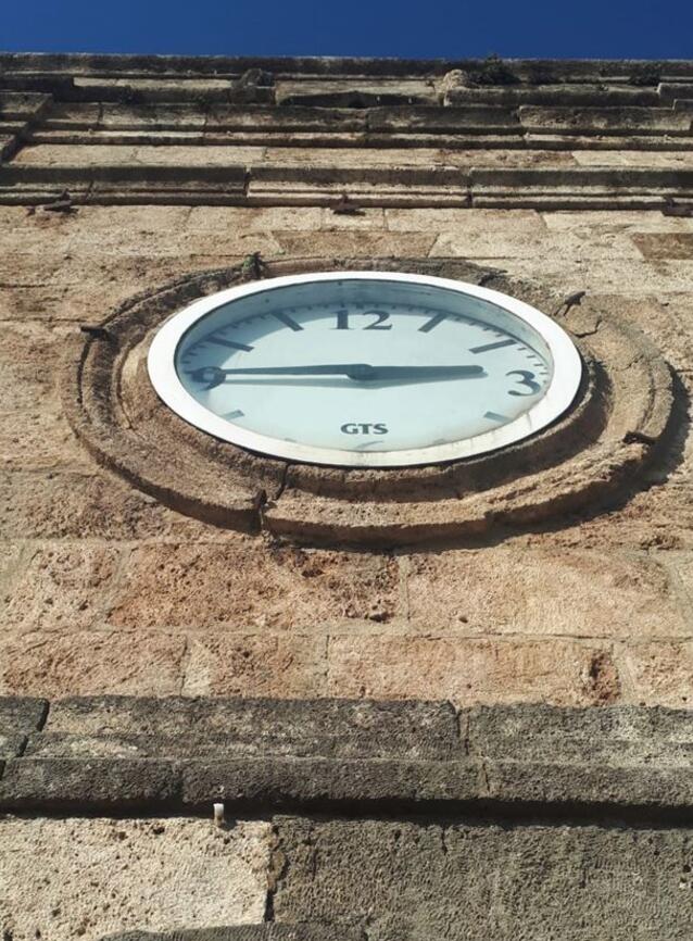 The original clock of the historical Clock Tower got stolen and replaced with a plastic one