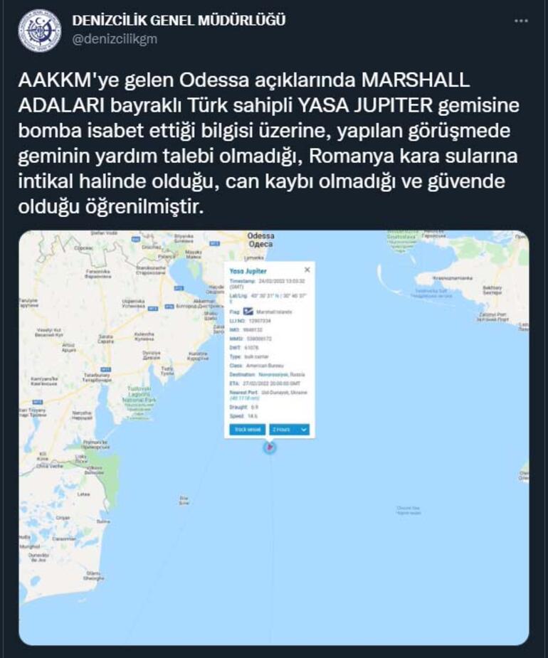 Odessa açıklarında Türk sahipli gemiye bomba isabet etti