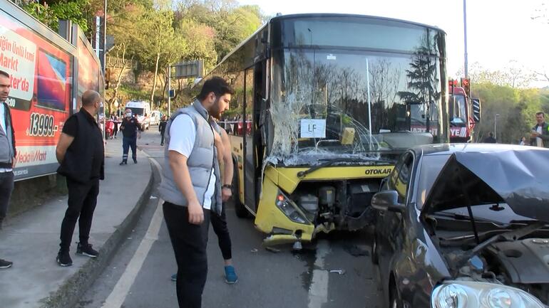 Sarıyerde İETT otobüsü 15 araca çarptı: 4 yaralı