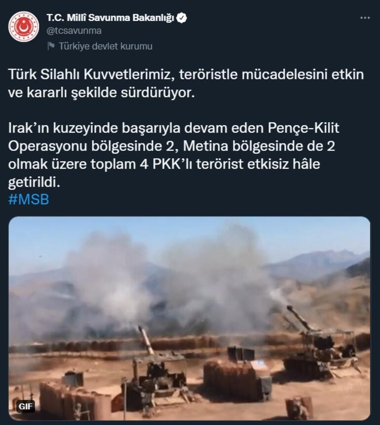 MSB: PKK/YPGli 19 terörist etkisiz hale getirildi