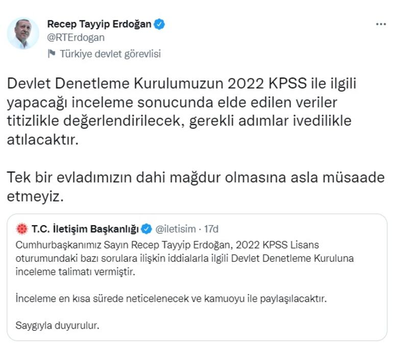 Erdoğandan 2022 KPSS açıklaması: Tek bir evladımızın mağdur olmasına müsaade etmeyiz