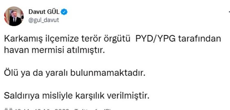 Terör örgütü PKK/YPGden, Karkamışa havan saldırısı