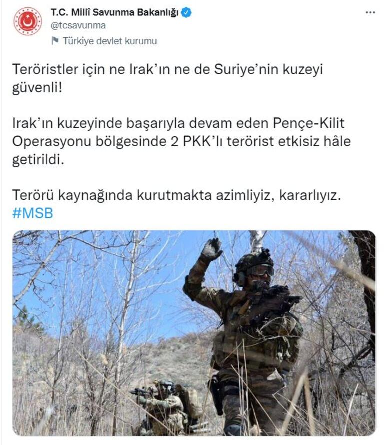 Pençe- Kilit Operasyonu bölgesinde PKK'lı 2 terörist etkisiz hale getirildi - Resim : 1