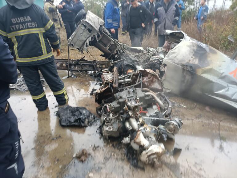 Bursada santral bölgesine tek motorlu uçak düştü: 2 ölü